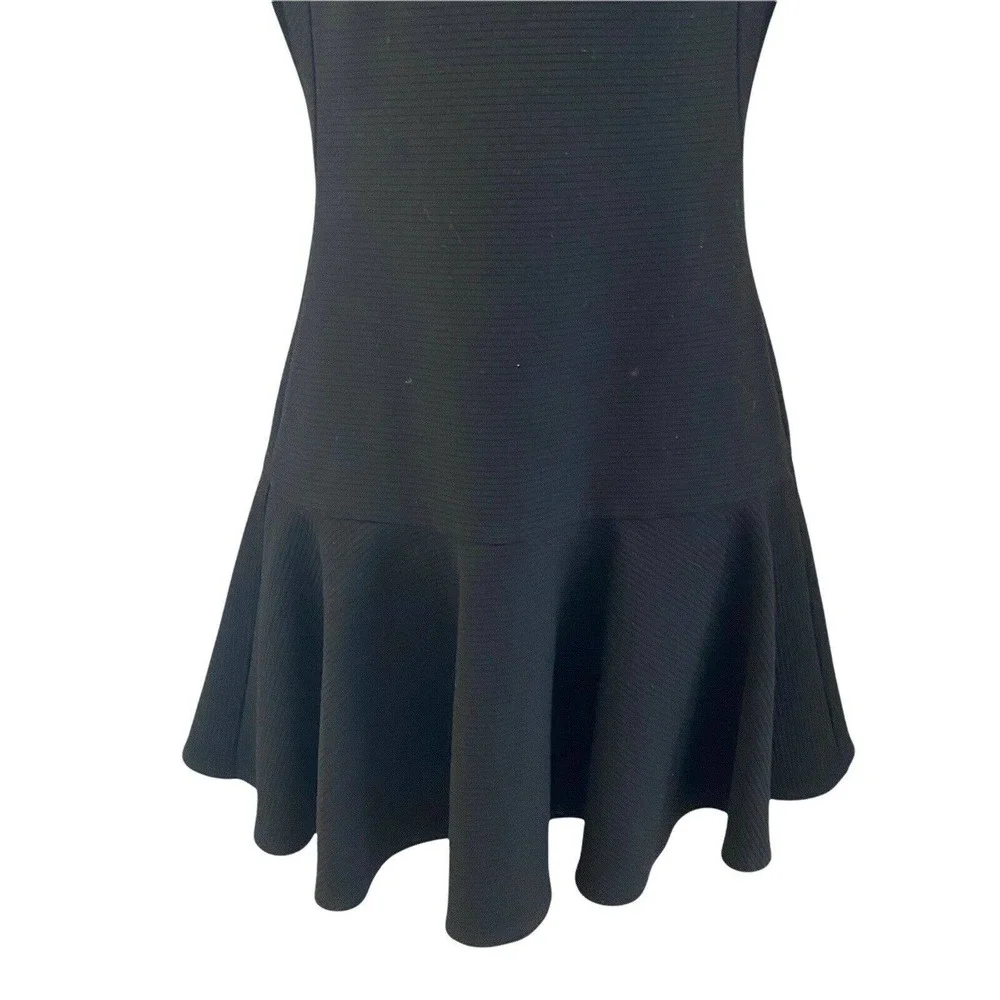 Black Halo Womens Size 2 Dress Mock Neck Black Ribbed Fit & Flare Drop Waist - Picture 10 of 10